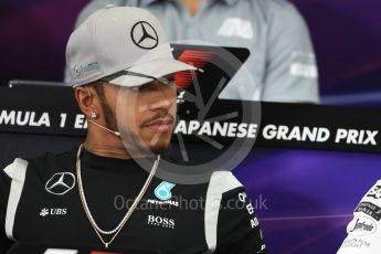 World © Octane Photographic Ltd. F1 Singapore GP FIA Driver Press Conference, Suzuka Circuit, Suzuka, Japan. Thursday 6th October 2016. Mercedes AMG Petronas – Lewis Hamilton. Digital Ref : 1727LB1D3170