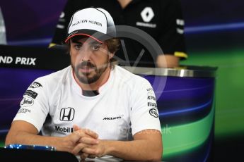 World © Octane Photographic Ltd. F1 Singapore GP FIA Driver Press Conference, Suzuka Circuit, Suzuka, Japan. Thursday 6th October 2016. McLaren Honda - Fernando Alonso. Digital Ref : 1727LB1D3172