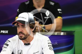 World © Octane Photographic Ltd. F1 Singapore GP FIA Driver Press Conference, Suzuka Circuit, Suzuka, Japan. Thursday 6th October 2016. McLaren Honda - Fernando Alonso. Digital Ref : 1727LB1D3190