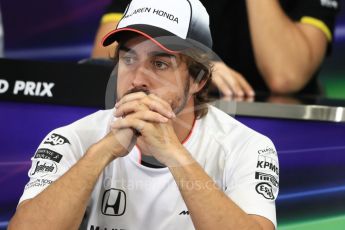 World © Octane Photographic Ltd. F1 Singapore GP FIA Driver Press Conference, Suzuka Circuit, Suzuka, Japan. Thursday 6th October 2016. McLaren Honda - Fernando Alonso. Digital Ref : 1727LB1D3266