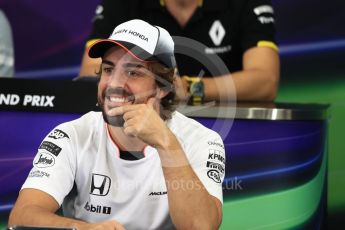 World © Octane Photographic Ltd. F1 Singapore GP FIA Driver Press Conference, Suzuka Circuit, Suzuka, Japan. Thursday 6th October 2016. McLaren Honda - Fernando Alonso. Digital Ref : 1727LB1D3302