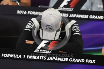 World © Octane Photographic Ltd. F1 Singapore GP FIA Driver Press Conference, Suzuka Circuit, Suzuka, Japan. Thursday 6th October 2016. Mercedes AMG Petronas – Lewis Hamilton. Digital Ref : 1727LB1D3345