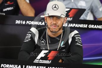 World © Octane Photographic Ltd. F1 Singapore GP FIA Driver Press Conference, Suzuka Circuit, Suzuka, Japan. Thursday 6th October 2016. Mercedes AMG Petronas – Lewis Hamilton. Digital Ref : 1727LB1D3446