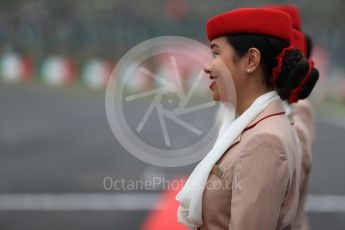 World © Octane Photographic Ltd. Emirates grid girl. Sunday 9th October 2016, F1 Japanese GP - Drivers’ parade, Suzuka Circuit, Suzuka, Japan. Digital Ref :1735LB1D6942