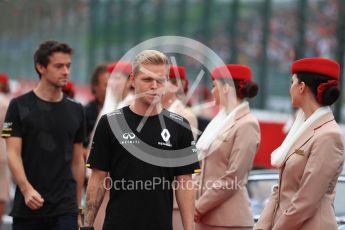 World © Octane Photographic Ltd. Renault Sport F1 Team RS16 - Kevin Magnussen and Jolyon Palmer. Sunday 9th October 2016, F1 Japanese GP - Drivers’ parade, Suzuka Circuit, Suzuka, Japan. Digital Ref :1735LB1D6987