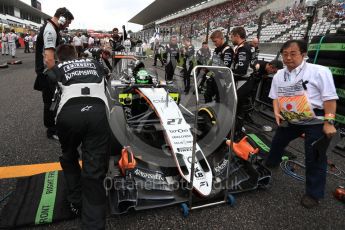 World © Octane Photographic Ltd. Sahara Force India VJM09 - Nico Hulkenberg. Sunday 9th October 2016, F1 Japanese GP - Grid, Suzuka Circuit, Suzuka, Japan. Digital Ref :1735LB1D7181