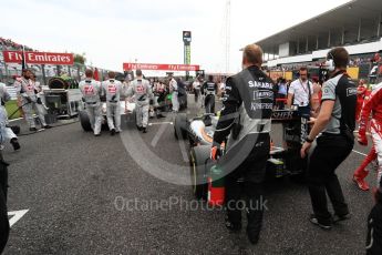 World © Octane Photographic Ltd. Sahara Force India VJM09 - Sergio Perez. Sunday 9th October 2016, F1 Japanese GP - Grid, Suzuka Circuit, Suzuka, Japan. Digital Ref :1735LB1D7195