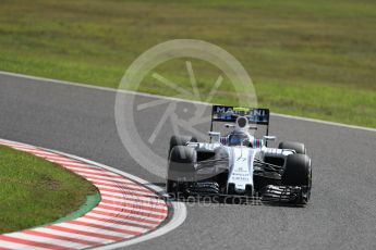 World © Octane Photographic Ltd. Williams Martini Racing, Williams Mercedes FW38 – Valtteri Bottas. Friday 7th October 2016, F1 Japanese GP - Practice 1, Suzuka Circuit, Suzuka, Japan. Digital Ref :1728LB1D3911