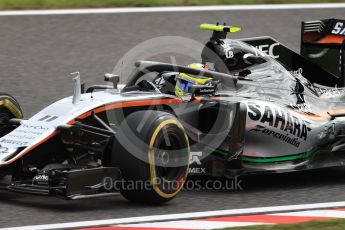 World © Octane Photographic Ltd. Sahara Force India VJM09 with Halo - Sergio Perez. Friday 7th October 2016, F1 Japanese GP - Practice 1, Suzuka Circuit, Suzuka, Japan. Digital Ref :1728LB1D4216