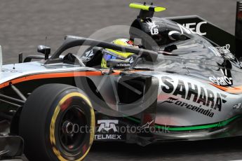 World © Octane Photographic Ltd. Sahara Force India VJM09 with Halo - Sergio Perez. Friday 7th October 2016, F1 Japanese GP - Practice 1, Suzuka Circuit, Suzuka, Japan. Digital Ref :1728LB1D4222