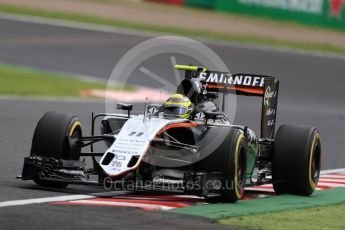 World © Octane Photographic Ltd. Sahara Force India VJM09 - Sergio Perez. Friday 7th October 2016, F1 Japanese GP - Practice 2, Suzuka Circuit, Suzuka, Japan. Digital Ref : 1729LB1D4833