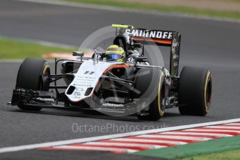 World © Octane Photographic Ltd. Sahara Force India VJM09 - Sergio Perez. Friday 7th October 2016, F1 Japanese GP - Practice 2, Suzuka Circuit, Suzuka, Japan. Digital Ref : 1729LB1D5202