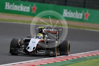 World © Octane Photographic Ltd. Sahara Force India VJM09 - Sergio Perez. Friday 7th October 2016, F1 Japanese GP - Practice 2, Suzuka Circuit, Suzuka, Japan. Digital Ref : 1729LB1D5253
