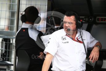 World © Octane Photographic Ltd. McLaren Honda MP4-31 – Eric Boullier. Saturday 8th October 2016, F1 Japanese GP - Practice 3, Suzuka Circuit, Suzuka, Japan. Digital Ref : 1732LB2D3063