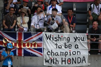 World © Octane Photographic Ltd. McLaren Honda Jenson Button fans. Saturday 8th October 2016, F1 Japanese GP - Practice 3, Suzuka Circuit, Suzuka, Japan. Digital Ref : 1732LB2D3102