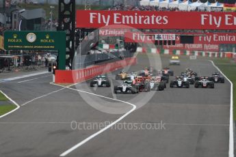 World © Octane Photographic Ltd. Mercedes AMG Petronas W07 Hybrid – Nico Rosberg leads the pack off the line as Lewis Hamilton makes a poor start. Sunday 9th October 2016, F1 Japanese GP - Race. Suzuka Circuit, Suzuka, Japan. Digital Ref :