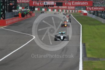 World © Octane Photographic Ltd. Lap 2 - Mercedes AMG Petronas W07 Hybrid – Nico Rosberg leads the Red Bull Racing RB12 of Max Verstappen and the Sahara Force India VJM09 of Sergio Perez. Sunday 9th October 2016, F1 Japanese GP - Race. Suzuka Circuit, Suzuka, Japan. Digital Ref :