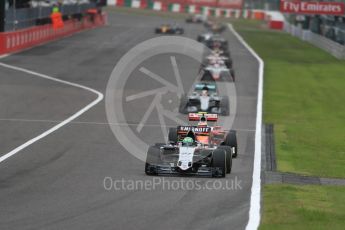 World © Octane Photographic Ltd. Sahara Force India VJM09 - Nico Hulkenberg and Scuderia Ferrari SF16-H – Kimi Raikkonen. Sunday 9th October 2016, F1 Japanese GP - Race, Suzuka Circuit, Suzuka, Japan. Digital Ref :