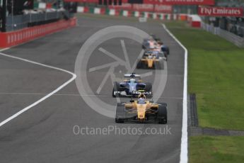 World © Octane Photographic Ltd. Renault Sport F1 Team RS16 – Jolyon Palmer and Sauber F1 Team C35 – Marcus Ericsson. Sunday 9th October 2016, F1 Japanese GP - Race, Suzuka Circuit, Suzuka, Japan. Digital Ref :