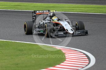 World © Octane Photographic Ltd. Sahara Force India VJM09 - Sergio Perez. Sunday 9th October 2016, F1 Japanese GP - Race, Suzuka Circuit, Suzuka, Japan. Digital Ref :