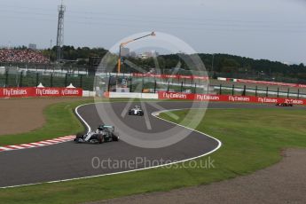 World © Octane Photographic Ltd. Mercedes AMG Petronas W07 Hybrid – Lewis Hamilton and Williams Martini Racing, Williams Mercedes FW38 – Valtteri Bottas. Sunday 9th October 2016, F1 Japanese GP - Race. Suzuka Circuit, Suzuka, Japan. Digital Ref :