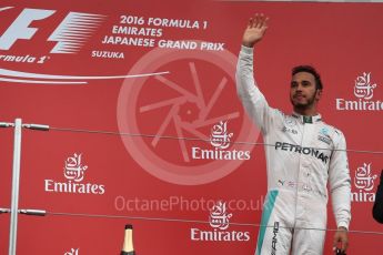World © Octane Photographic Ltd. Mercedes AMG Petronas – Lewis Hamilton (3rd). Sunday 9th October 2016, F1 Japanese GP - Podium. Suzuka Circuit, Suzuka, Japan. Digital Ref :1737LB1D8388