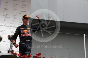 World © Octane Photographic Ltd. Red Bull Racing – Max Verstappen (2nd). Sunday 9th October 2016, F1 Japanese GP - Podium. Suzuka Circuit, Suzuka, Japan. Digital Ref :1737LB1D8395