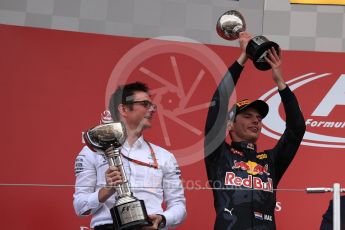 World © Octane Photographic Ltd. Red Bull Racing – Max Verstappen (2nd). Sunday 9th October 2016, F1 Japanese GP - Podium. Suzuka Circuit, Suzuka, Japan. Digital Ref :1737LB1D8552