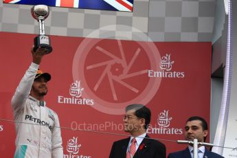 World © Octane Photographic Ltd. Mercedes AMG Petronas – Lewis Hamilton (3rd). Sunday 9th October 2016, F1 Japanese GP - Podium. Suzuka Circuit, Suzuka, Japan. Digital Ref :1737LB1D8564