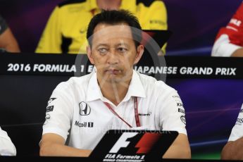 World © Octane Photographic Ltd. F1 Singapore GP FIA Personnel Press Conference, Suzuka Circuit, Suzuka, Japan. Friday 7th October 2016. Yusuke Hasegawa – Head of Honda. Digital Ref : 1730LB1D6210