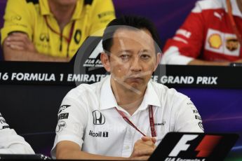 World © Octane Photographic Ltd. F1 Singapore GP FIA Personnel Press Conference, Suzuka Circuit, Suzuka, Japan. Friday 7th October 2016. Yusuke Hasegawa – Head of Honda. Digital Ref : 1730LB1D6251