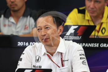 World © Octane Photographic Ltd. F1 Singapore GP FIA Personnel Press Conference, Suzuka Circuit, Suzuka, Japan. Friday 7th October 2016. Yusuke Hasegawa – Head of Honda. Digital Ref : 1730LB1D6325