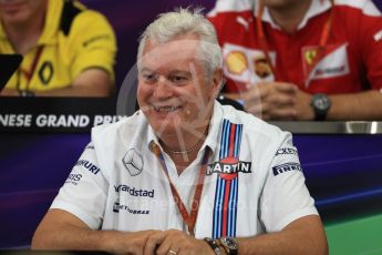 World © Octane Photographic Ltd. F1 Singapore GP FIA Personnel Press Conference, Suzuka Circuit, Suzuka, Japan. Friday 7th October 2016. Pat Symonds - Technical Officer to the Williams F1 Team. Digital Ref : 1730LB1D6341