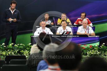 World © Octane Photographic Ltd. F1 Singapore GP FIA Personnel Press Conference, Suzuka Circuit, Suzuka, Japan. Friday 7th October 2016. Paddy Lowe – Executive Technical Director Mercedes AMG Petronas. Bob Bell Chief Technical Officer of the Renault Sport F1 Team, Luigi Fraboni - Scuderia Ferrari, Yusuke Hasegawa – Head of Honda, Ayao Komatsu – Chief Race Engineer Haas F1 Team and Pat Symonds - Technical Officer to the Williams F1 Team. Digital Ref : 1730LB2D2588