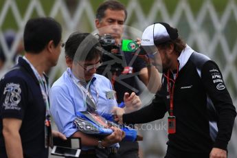 World © Octane Photographic Ltd. McLaren Honda MP4-31 – Fernando Alonso. Sunday 9th October 2016, F1 Japanese GP - Paddock, Suzuka Circuit, Suzuka, Japan. Digital Ref :1734LB2D4254