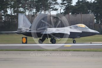 World © Octane Photographic Ltd. 3rd May 2016 RAF Lakenheath, USAF (United States Air Force) 325th Operations Group, 95th Fighter Squadron “Boneheads”, Lockheed-Martin F-22 Raptor. Digital Ref :1531CB1L1468