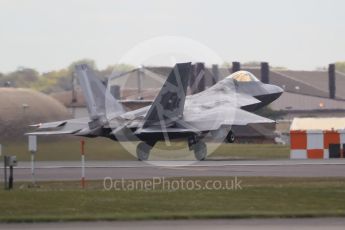 World © Octane Photographic Ltd. 3rd May 2016 RAF Lakenheath, USAF (United States Air Force) 325th Operations Group, 95th Fighter Squadron “Boneheads”, Lockheed-Martin F-22 Raptor. Digital Ref :1531CB1L1472