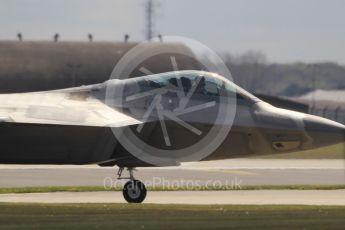 World © Octane Photographic Ltd. 3rd May 2016 RAF Lakenheath, USAF (United States Air Force) 325th Operations Group, 95th Fighter Squadron “Boneheads”, Lockheed-Martin F-22 Raptor. Digital Ref :1531CB1L1482