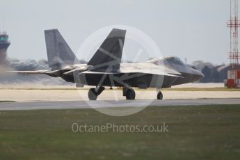 World © Octane Photographic Ltd. 3rd May 2016 RAF Lakenheath, USAF (United States Air Force) 325th Operations Group, 95th Fighter Squadron “Boneheads”, Lockheed-Martin F-22 Raptor. Digital Ref :1531CB1L1486