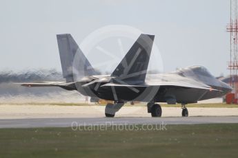 World © Octane Photographic Ltd. 3rd May 2016 RAF Lakenheath, USAF (United States Air Force) 325th Operations Group, 95th Fighter Squadron “Boneheads”, Lockheed-Martin F-22 Raptor. Digital Ref :1531CB1L1493