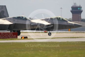 World © Octane Photographic Ltd. 3rd May 2016 RAF Lakenheath, USAF (United States Air Force) 325th Operations Group, 95th Fighter Squadron “Boneheads”, Lockheed-Martin F-22 Raptor. Digital Ref :1531CB1L1520