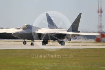 World © Octane Photographic Ltd. 3rd May 2016 RAF Lakenheath, USAF (United States Air Force) 325th Operations Group, 95th Fighter Squadron “Boneheads”, Lockheed-Martin F-22 Raptor. Digital Ref :1531CB1L1529