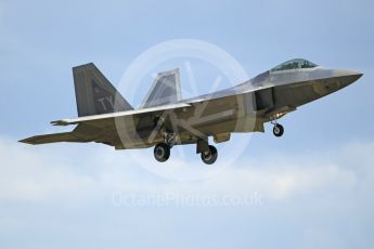 World © Octane Photographic Ltd. 3rd May 2016 RAF Lakenheath, USAF (United States Air Force) 325th Operations Group, 95th Fighter Squadron “Boneheads”, Lockheed-Martin F-22 Raptor. Digital Ref :1531CB1L1568