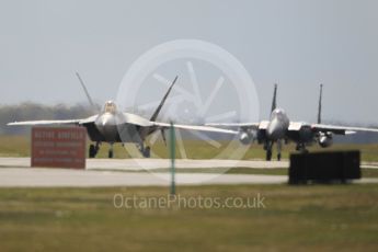 World © Octane Photographic Ltd. 3rd May 2016 RAF Lakenheath, USAF (United States Air Force) 325th Operations Group, 95th Fighter Squadron “Boneheads”, Lockheed-Martin F-22 Raptor and F-15E Eagle. Digital Ref :1531CB1L1680