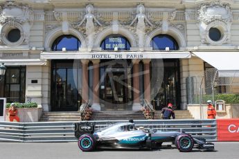 World © Octane Photographic Ltd. Mercedes AMG Petronas W07 Hybrid – Lewis Hamilton. Saturday 28th May 2016, F1 Monaco GP Practice 3, Monaco, Monte Carlo. Digital Ref : 1568CB1D8020