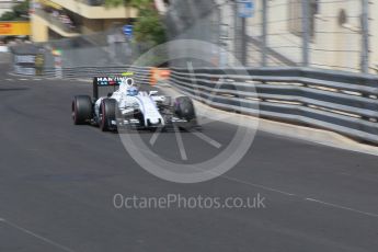 World © Octane Photographic Ltd. Williams Martini Racing, Williams Mercedes FW38 – Valtteri Bottas. Saturday 28th May 2016, F1 Monaco GP Practice 3, Monaco, Monte Carlo. Digital Ref : 1568CB1D8175