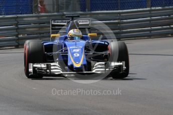 World © Octane Photographic Ltd. Sauber F1 Team C35 – Marcus Ericsson. Saturday 28th May 2016, F1 Monaco GP Practice 3, Monaco, Monte Carlo. Digital Ref : 1568CB7D1875