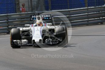 World © Octane Photographic Ltd. Williams Martini Racing, Williams Mercedes FW38 – Felipe Massa. Saturday 28th May 2016, F1 Monaco GP Practice 3, Monaco, Monte Carlo. Digital Ref : 1568CB7D1894