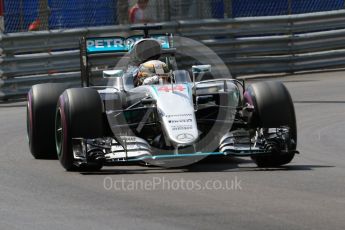 World © Octane Photographic Ltd. Mercedes AMG Petronas W07 Hybrid – Lewis Hamilton. Saturday 28th May 2016, F1 Monaco GP Practice 3, Monaco, Monte Carlo. Digital Ref : 1568CB7D1897