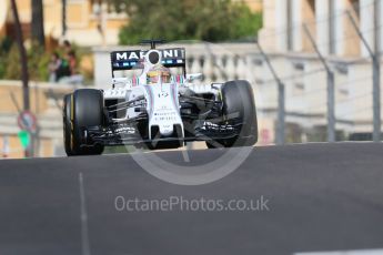 World © Octane Photographic Ltd. Williams Martini Racing, Williams Mercedes FW38 – Felipe Massa. Saturday 28th May 2016, F1 Monaco GP Practice 3, Monaco, Monte Carlo. Digital Ref : 1568CB7D1925